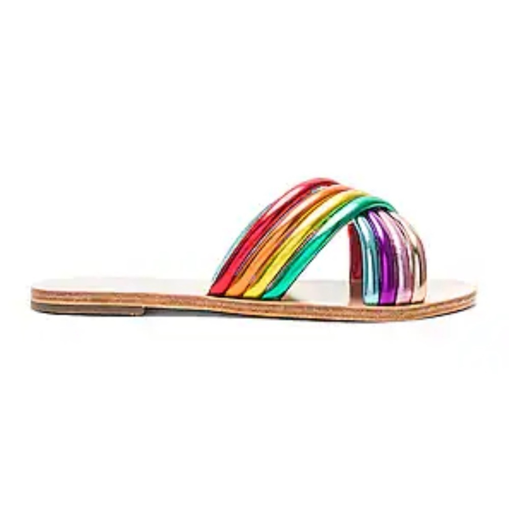 RAYE Ziggy Sandal in Multi Rainbow, size 8